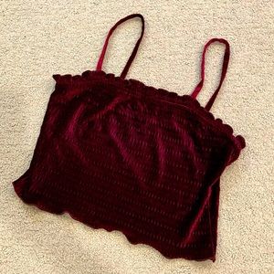 Maroon shiny ruffle top